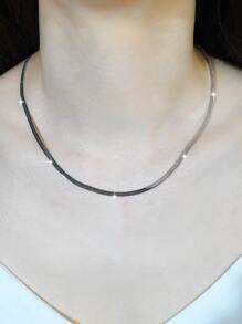 KKCOLA 1 件时尚蛇链项链，锁骨链首饰，适合日常佩戴，送给爱人、母亲、女儿的礼物，流行珠宝 - 銀色 - 查看 3