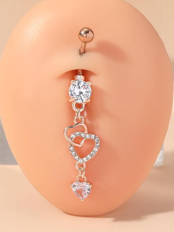 Cubic Zirconia Heart Decor Navel Belly Ring Popular Piercing Body
