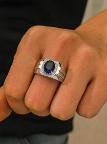 Nhẫn nam đính đá trang trí - Bạc - Xem 2