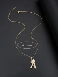 1pc  Gold Diamond Crown Uppercase Single Letter Popular Pendant, Suitable For Daily Use, Festivals, Parties, Gifts - Gold - View 6