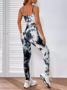 SHEIN EZwear Tie Dye Cami Top & Knot Front Leggings
