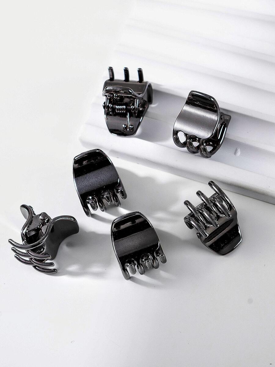 6个合金小号按扣发夹，适合女性日常佩戴，是送给母亲、朋友、老师或节日的绝佳礼物。这款发夹造型休闲，适合秋冬季节，也适合搭配度假装和夏季服装。 - 黑色 - 查看 1