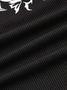 ROMWE Grunge Punk Áo khoác và áo lót dành cho xe tăng nữ Gân đan Lễ Các Thánh Giải trí - màu đen - Xem 3