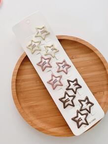 街頭風格10入組女士實色星星裝飾休閒彎彎夾，適用於日常生活 - 彩色 - 查看 3