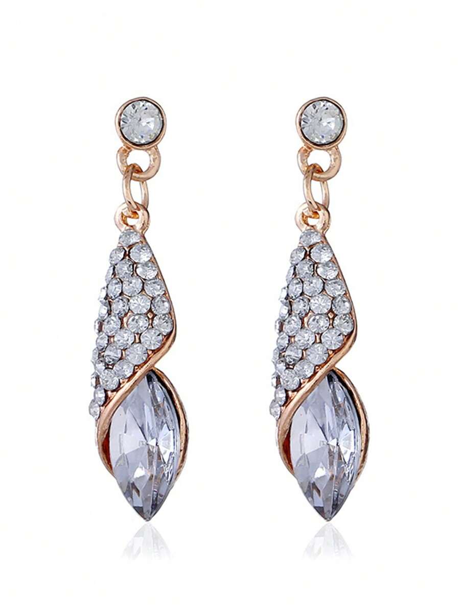 2入組水鑽裝飾耳墜 - 銀色 - 查看 1