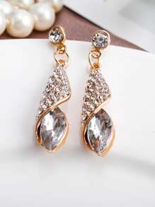 2入組水鑽裝飾耳墜 - 銀色 - 查看 2