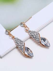 2入組水鑽裝飾耳墜 - 銀色 - 查看 3