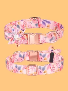 1 vòng cổ in hoa cho thú cưng cho chó và mèo ngoài trời - Hồng - Xem 1