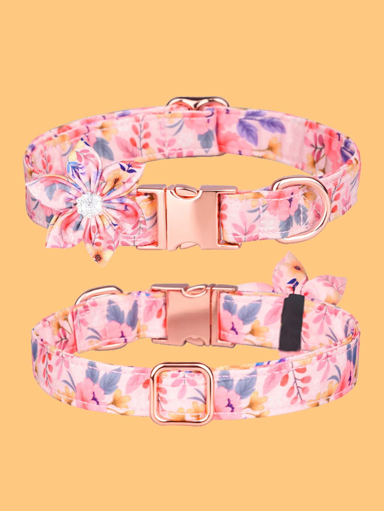 1 vòng cổ in hoa cho thú cưng cho chó và mèo ngoài trời - Hồng - Xem 1