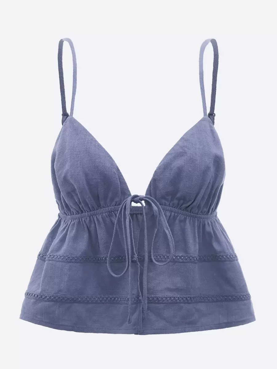 SHEIN ICON Solid Tie Front Cami Top