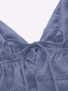 SHEIN ICON Solid Tie Front Cami Top - Dusty Blue - View 6