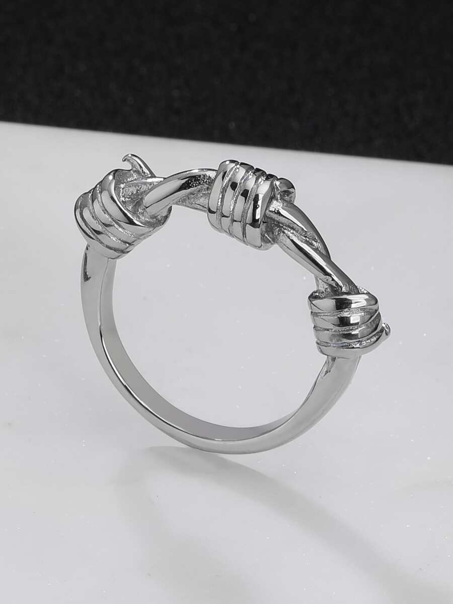 Nhẫn trang trí thắt nút nam - Bạc - Xem 1