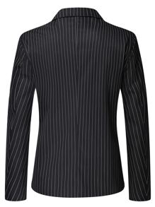 Manfinity 男士1入組條紋印花單釦西裝外套