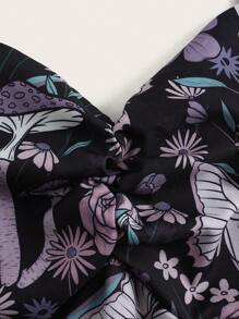 ROMWE Goth Butterfly Print Split Thigh Cami Dress - Multicolor - View 4