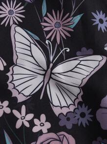 ROMWE Goth Butterfly Print Split Thigh Cami Dress - Multicolor - View 3