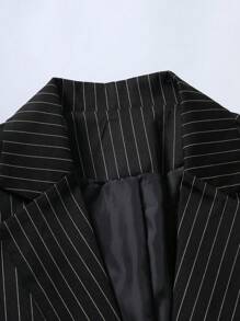 Manfinity 男士1入組條紋印花單釦西裝外套