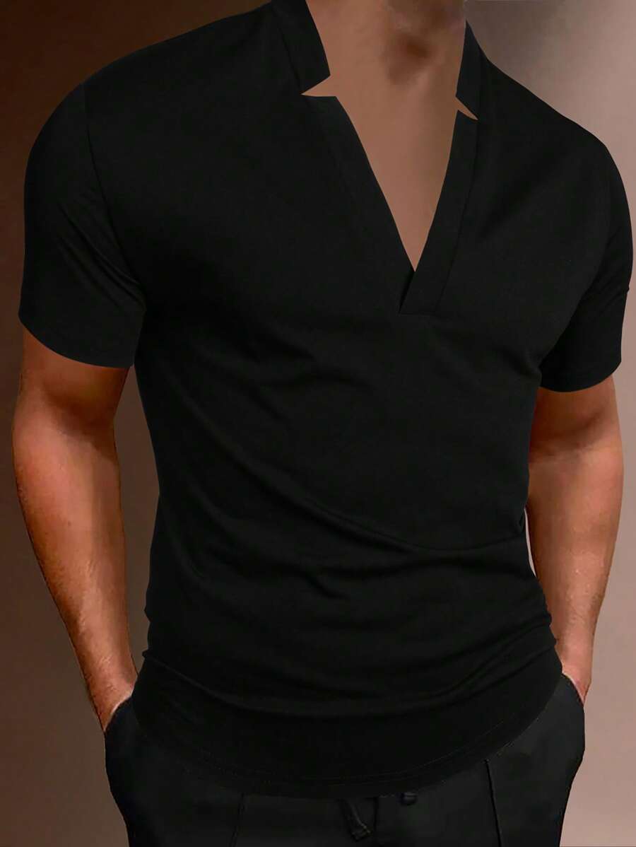 Manfinity Homme 男士素色POLO衫 - 黑色 - 查看 1