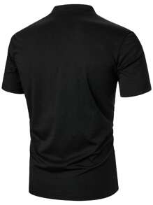 Manfinity Homme 男士素色POLO衫 - 黑色 - 查看 2