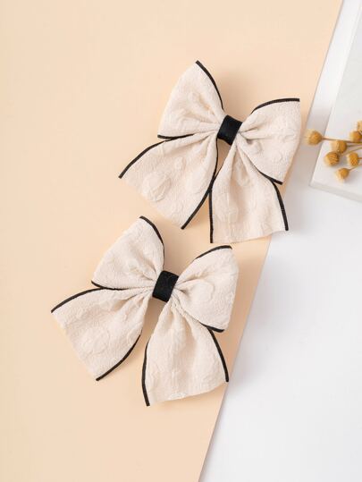 2pcs Girls Bow Decor Hair Clip