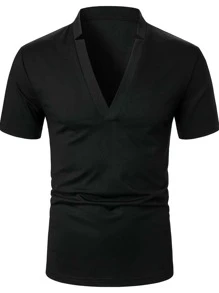 Manfinity Homme 男士素色POLO衫 - 黑色 - 查看 4
