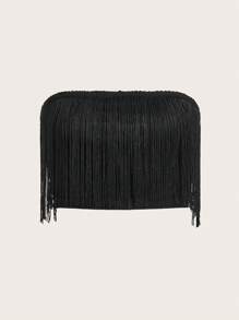 SHEIN ICON Áo nữ mép màu trơn Giải trí - màu đen - Xem 1