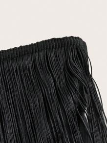 SHEIN ICON Áo nữ mép màu trơn Giải trí - màu đen - Xem 3