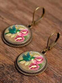 1 Đôi Vintage Chim Ruồi & Họa Tiết Hoa Bông Tai Giọt Dành Cho Nữ Trang Trí Hàng Ngày - Nhiều màu - Xem 2