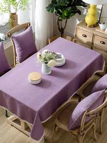 1 Khăn Trải Bàn Đồng Màu, Khăn Trải Bàn Polyester Tối Giản Cho Gia Đình - Màu tím - Xem 1