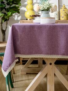 1 Khăn Trải Bàn Đồng Màu, Khăn Trải Bàn Polyester Tối Giản Cho Gia Đình - Màu tím - Xem 2