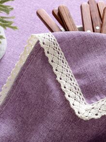 1 Khăn Trải Bàn Đồng Màu, Khăn Trải Bàn Polyester Tối Giản Cho Gia Đình - Màu tím - Xem 5