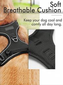 1 Dây Đeo Ngực & Sau Bằng Polyester Phản Quang, Chắc Chắn, Bền Đẹp Cho Chó Cỡ Lớn Và Vừa Đi Bộ Ngoài Trời Với Dây Xích - màu đen - Xem 5