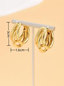 Layered Hoop Earrings - Gold - View 2