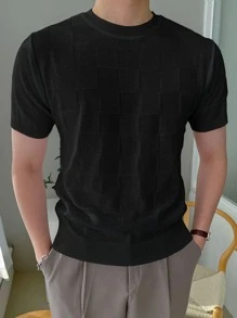 DAZY Men Solid Round Neck Knit Top - Black - View 3