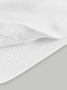 SHEIN MOD Solid Ruffle Trim Double Layer Gathered Cap Sleeves White Crop Tee - White - View 3