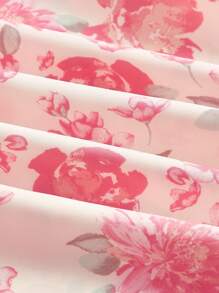 SHEIN MOD Vestido con estampado floral de hombros descubiertos ribete con fruncido - Multicolor - Ver 3