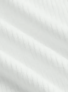 SHEIN MOD Solid Ruffle Trim Double Layer Gathered Cap Sleeves White Crop Tee - White - View 4