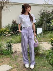 DAZY Áo thun nữ Tương phản ren Trọn gói màu trơn Giải trí - trắng - Xem 13