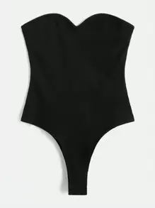 SHEIN BASICS 實色肋紋針織無肩身體套裝