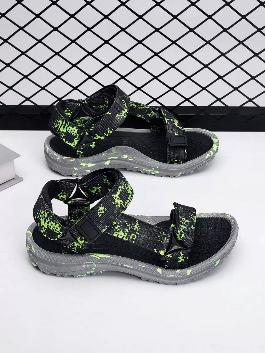 男童迷彩印花魔術貼搭扣運動涼鞋運動型戶外運動涼鞋 - 彩色 - 查看 1