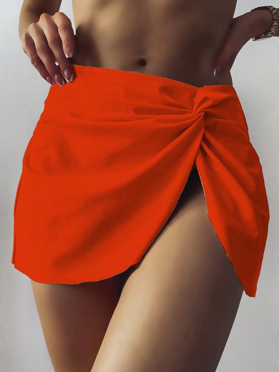 Váy Bikini Xoắn Phía Trước, Cho Kỳ Nghỉ Hè Ở Bãi Biển - trái cam - Xem 1