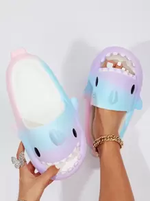 Mujer Chanclas con diseño de tiburón con banda única preppy EVA - Multicolor - Ver 1