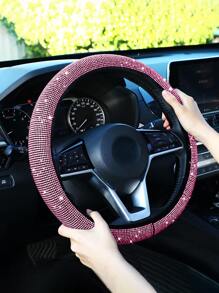 1入組水鑽裝飾汽車方向盤套 - 紫色 - 查看 2