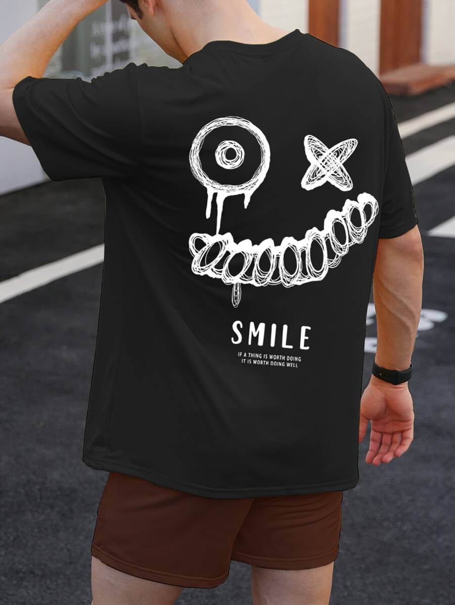 Manfinity EMRG 男士標語圖案T恤和短褲