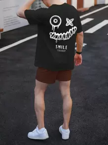 Manfinity EMRG 男士標語圖案T恤和短褲