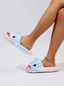 Mujer Chanclas con diseño de tiburón con banda única preppy EVA - Multicolor - Ver 3