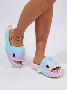 Mujer Chanclas con diseño de tiburón con banda única preppy EVA - Multicolor - Ver 4