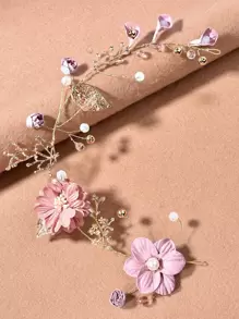 Flower Decor Hair Accessory - Purple - View 1