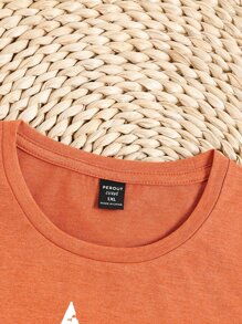 SHEIN Holidaya Áo thun in hình ngôi sao Plus Áo thun họa tiết cho nữ - trái cam - Xem 4