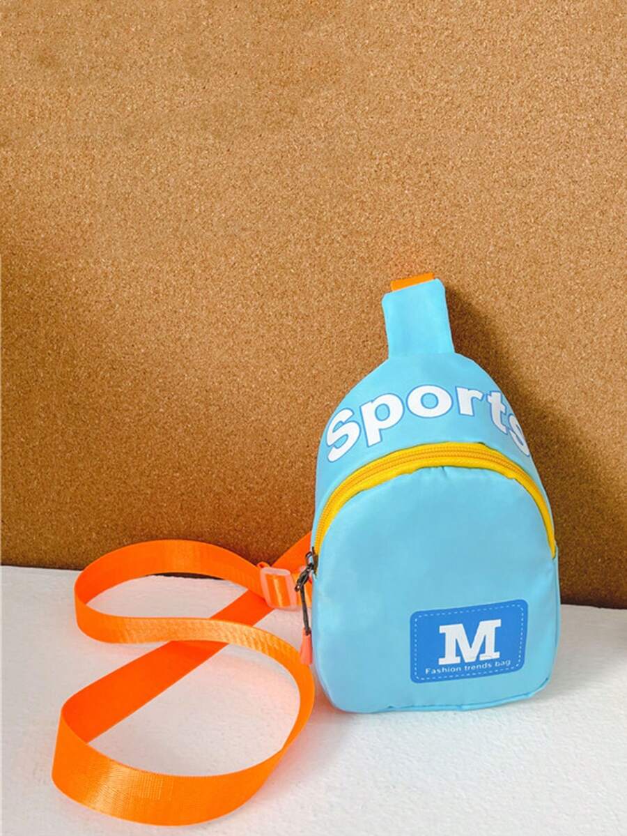 兒童字母圖案單肩包 - 淺藍色 - 查看 1