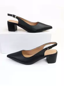 Elegant Slingback Pumps For Women, Minimalist Chunky Heeled Pumps